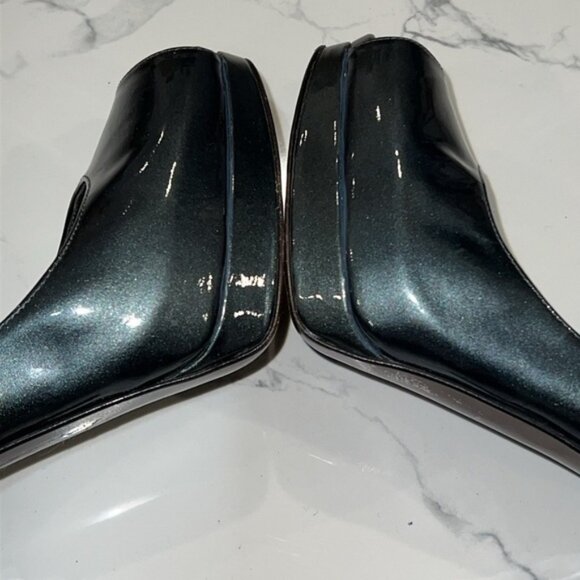 STUART Weitzman Shiny Gray peep toe platform evening prom high heels size 7.5 M - Picture 8 of 16